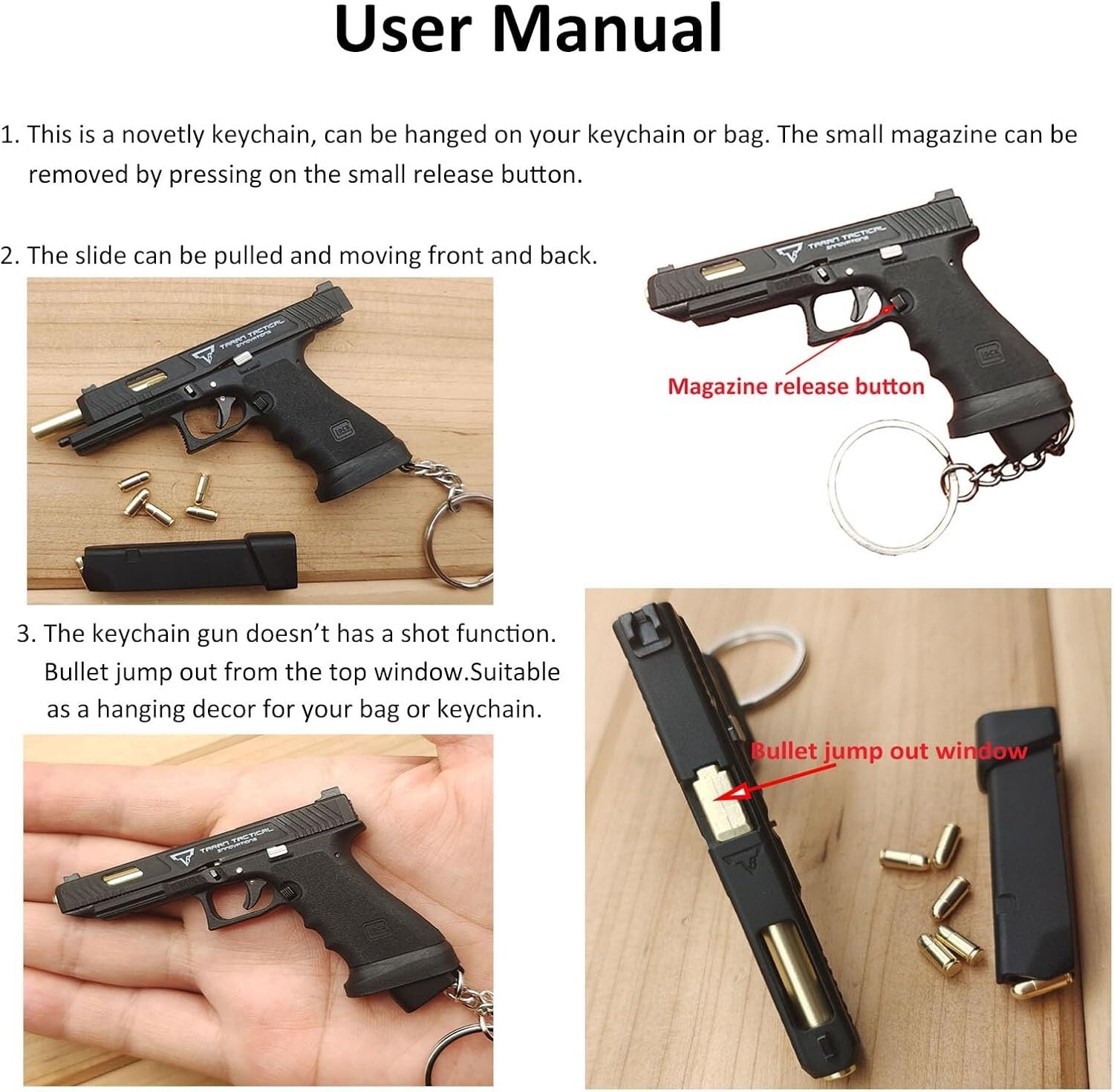 Compact Tactical Mini Gun Keychain - 1:3 Scale Model, Perfect Gift for Men