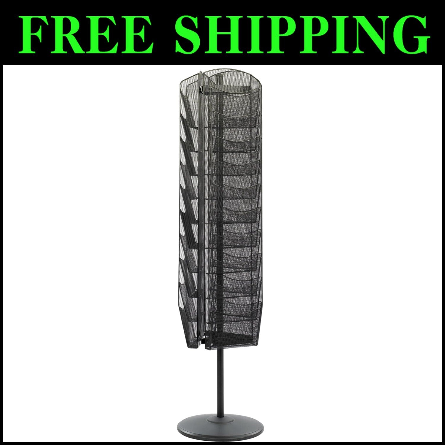 Space-Saving 30 Pocket Rotating Display Rack - Perfect for Offices & Libraries