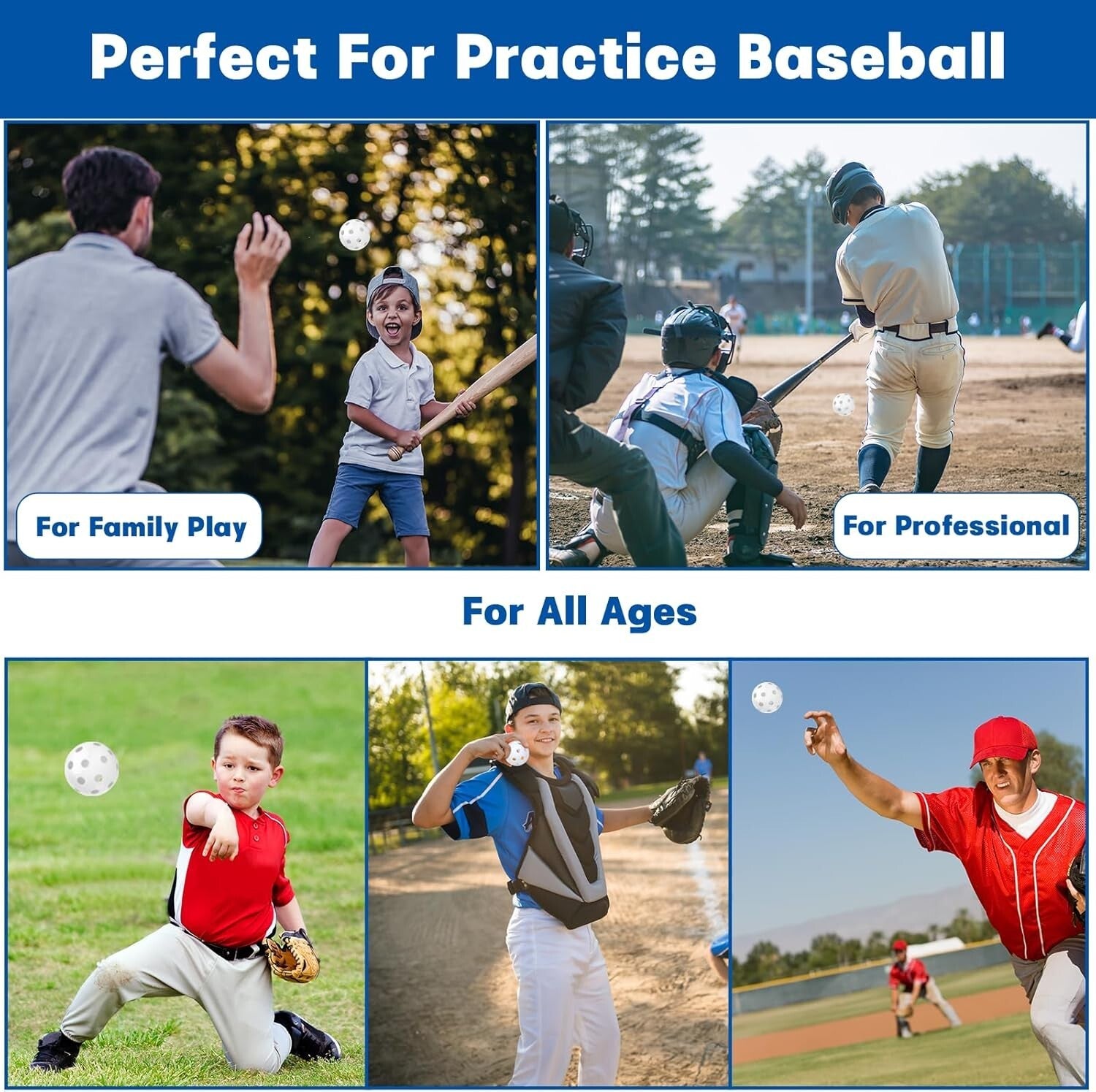 Durable Hollow Soft Baseballs with 26 Holes - 12/100 Pack for Skills Development