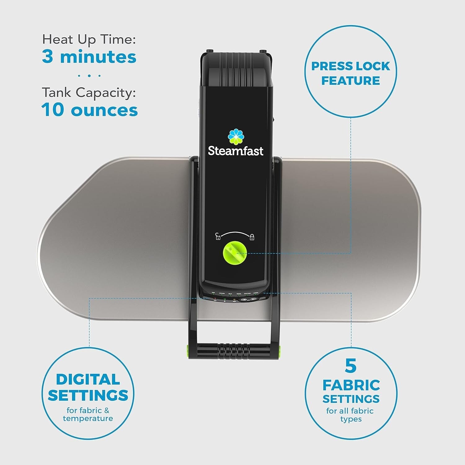 Professional Quality Digital Steam Press - 25x10.5 Inch Surface, Stainless/Black