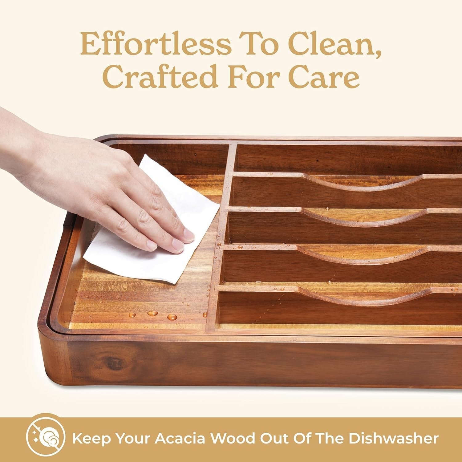 Durable Acacia Drawer Divider – Expandable Storage for Silverware and Utensils