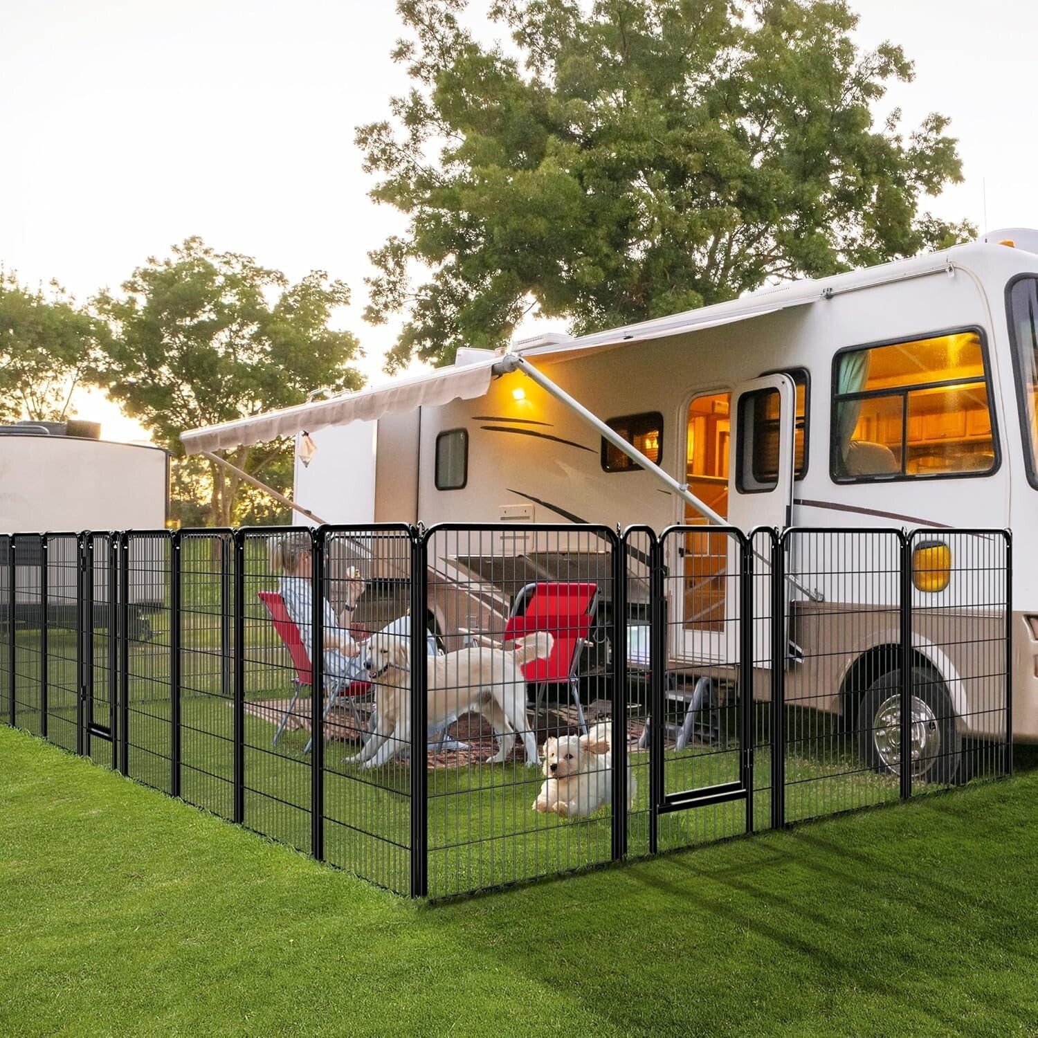 Expandable 47-Inch Dog Playpen with Flexible Shape Options for Indoor/Outdoor