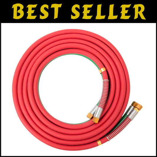 Flexible 15ft Oxy Acetylene Hose with Durable B Fittings and 1-Year Warranty