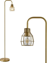 Load image into Gallery viewer, Stylish 63.75" Gold Industrial Floor Lamp with Eco-Friendly 4W LED &amp; Footswitch