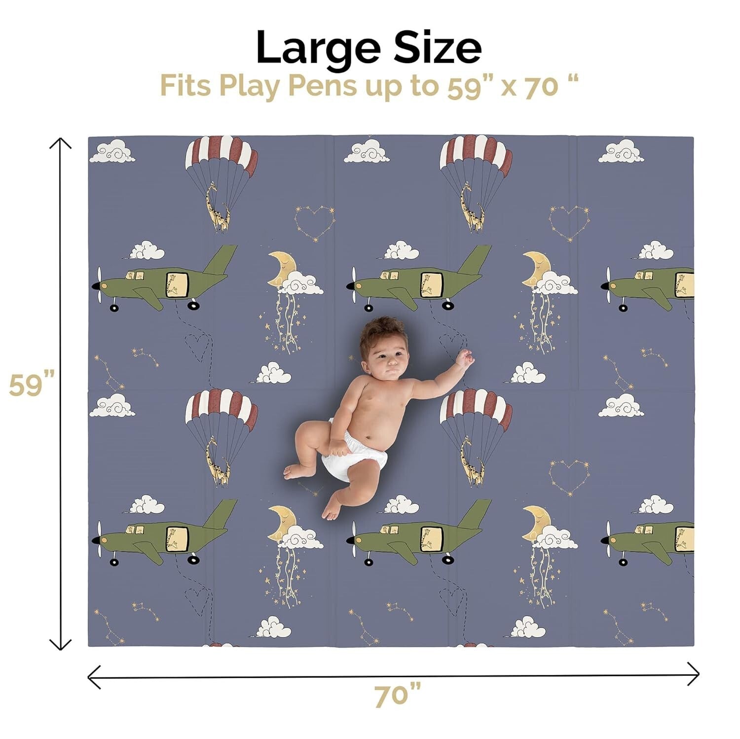 Extra-Large Waterproof Baby Play Mat - Foldable Foam for Infants & Toddlers