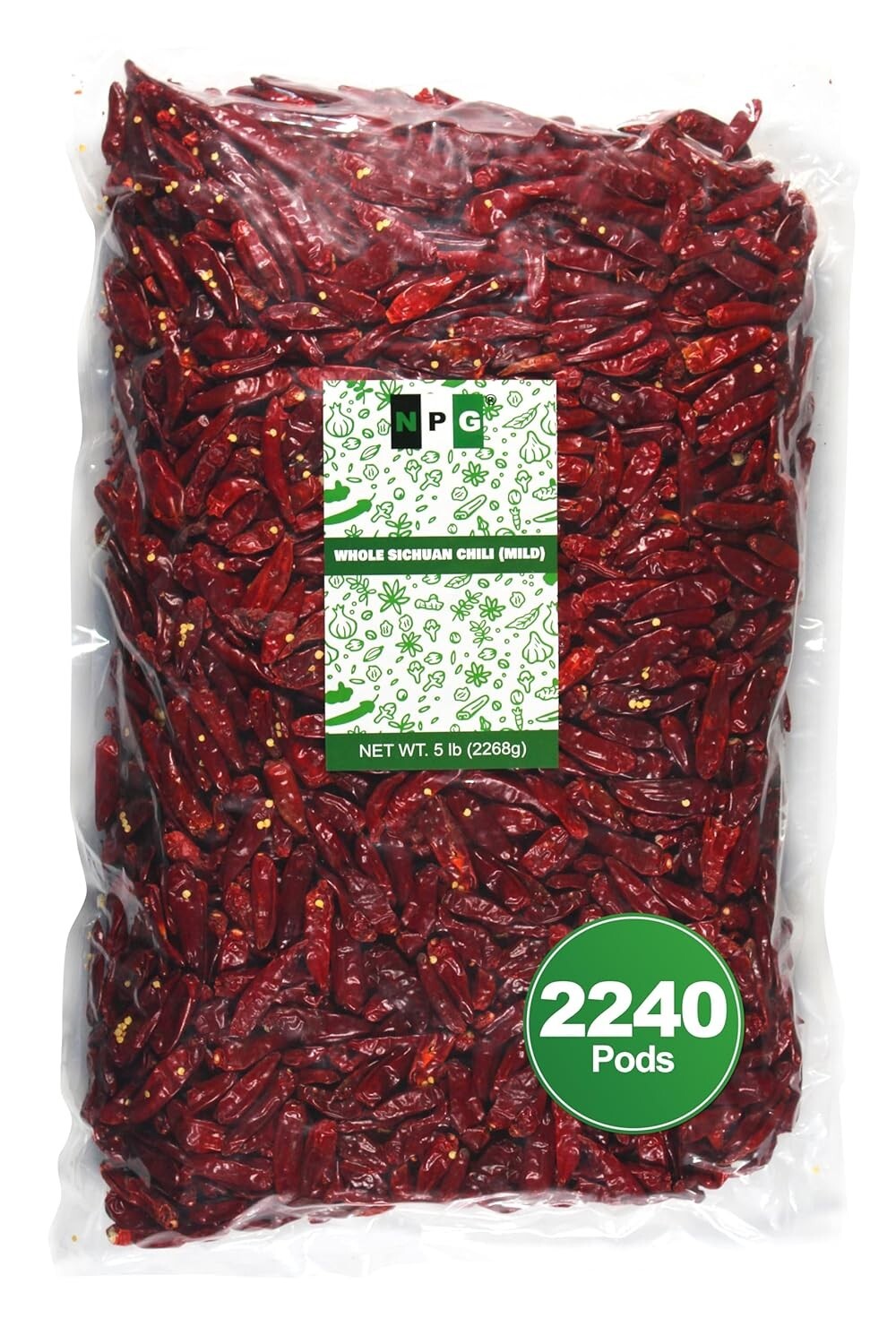 5Lb Authentic Whole Dried Sichuan Chili Peppers - Medium Heat for Spicy Dishes