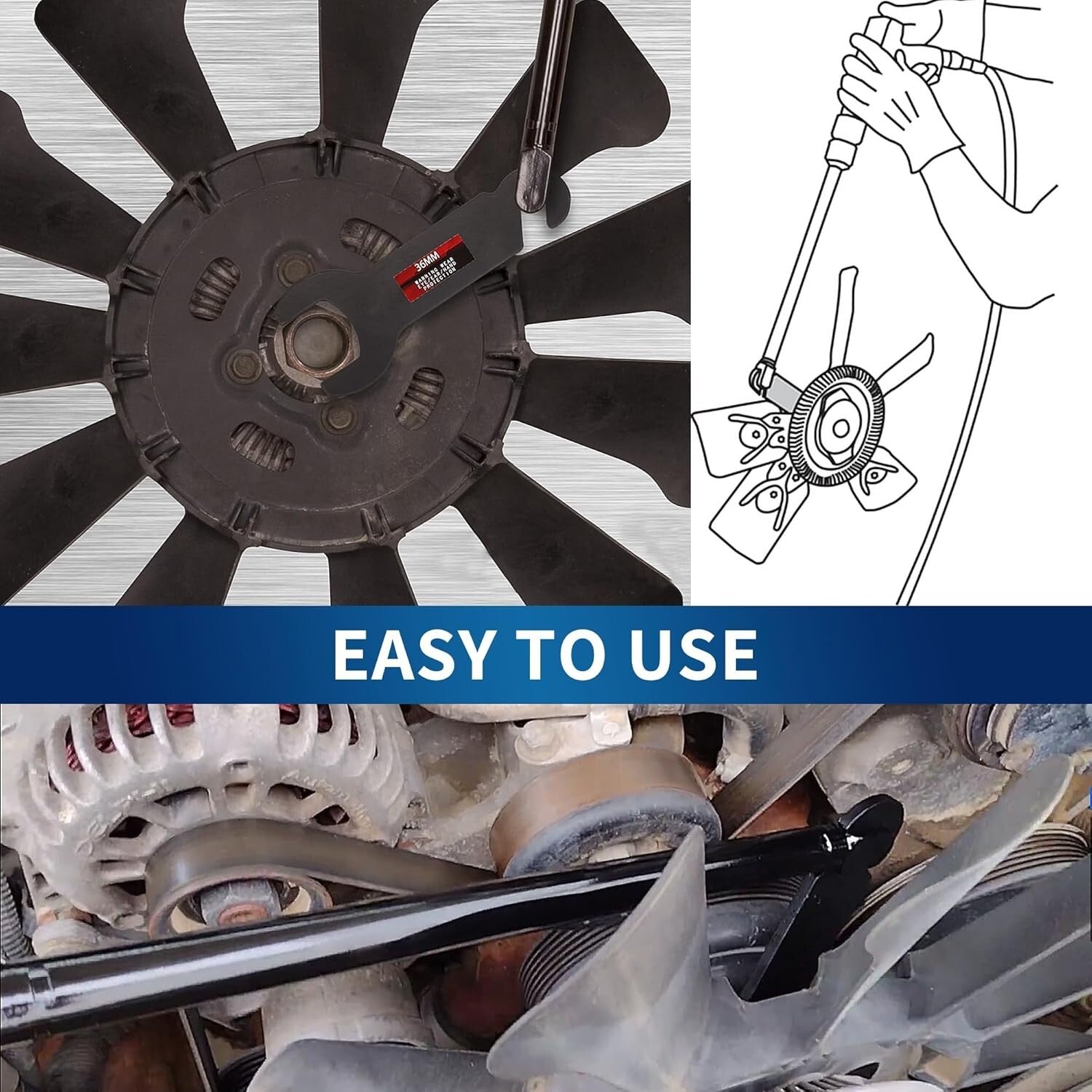 All-in-One Pneumatic Fan Clutch Wrench Kit with Blow-Molded Case - 32mm to 2''