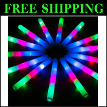 Load image into Gallery viewer, Bright Foam Glow Sticks - 105 Pieces with 7-Hour Glow for Events &amp; Celebrations