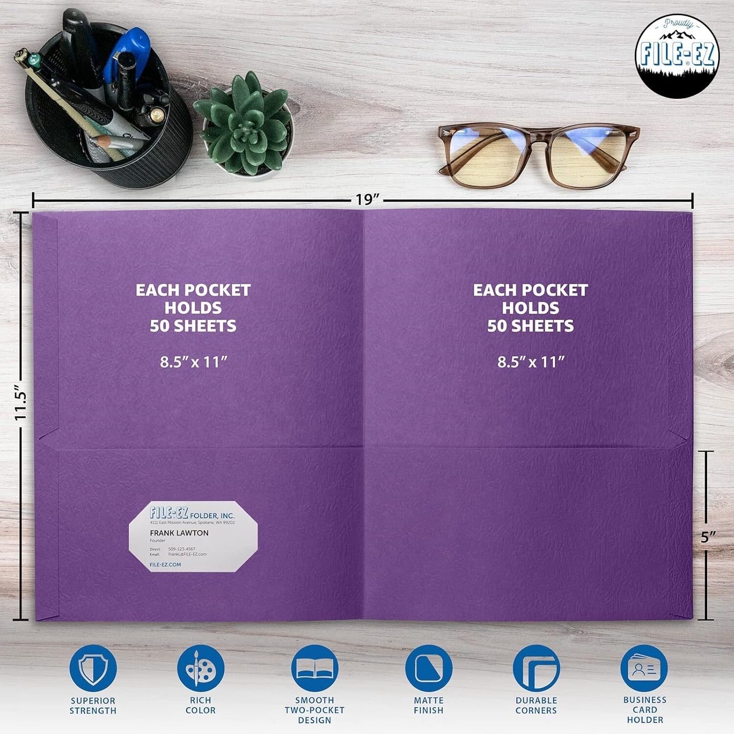 125-Pack Purple Textured Two-Pocket Folders for School and Office Organization