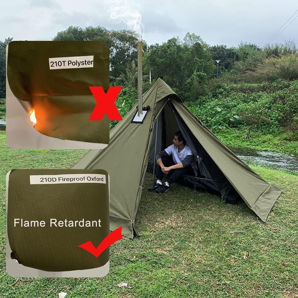 4-Season Fire-Resistant Camping Tent with Lightweight Design & Dual Doors