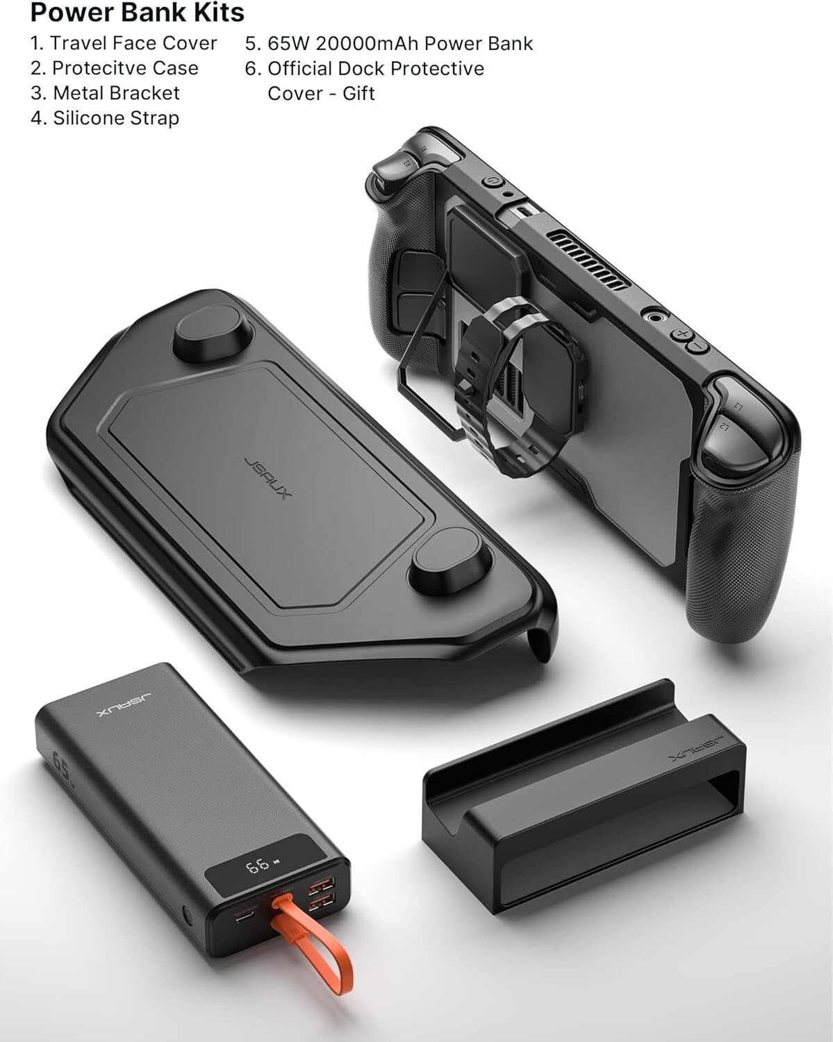 Flexible Modular Case for Steam Deck with Shock-Absorbing Power Bank System