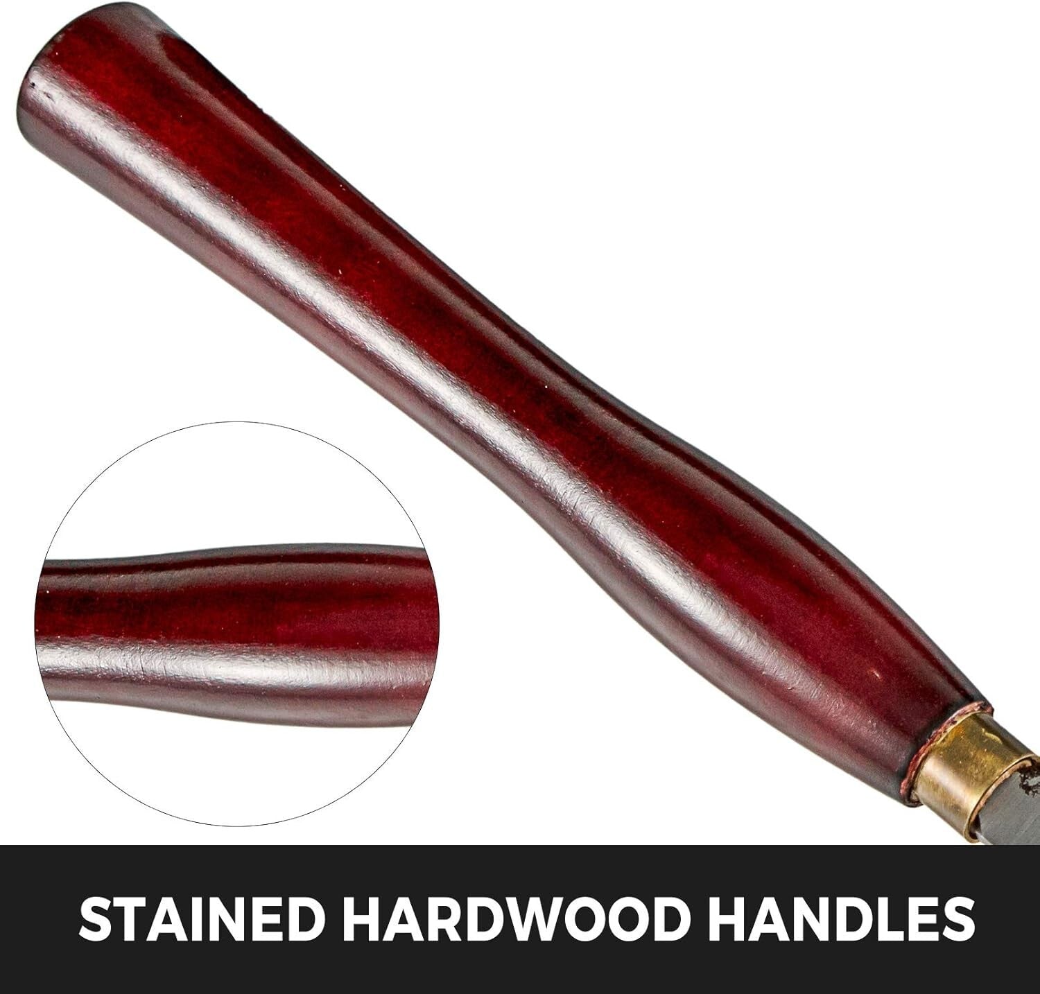 8-Piece HSS Steel Wood Lathe Chisel Set with Eucalyptus Handles in Wooden Case