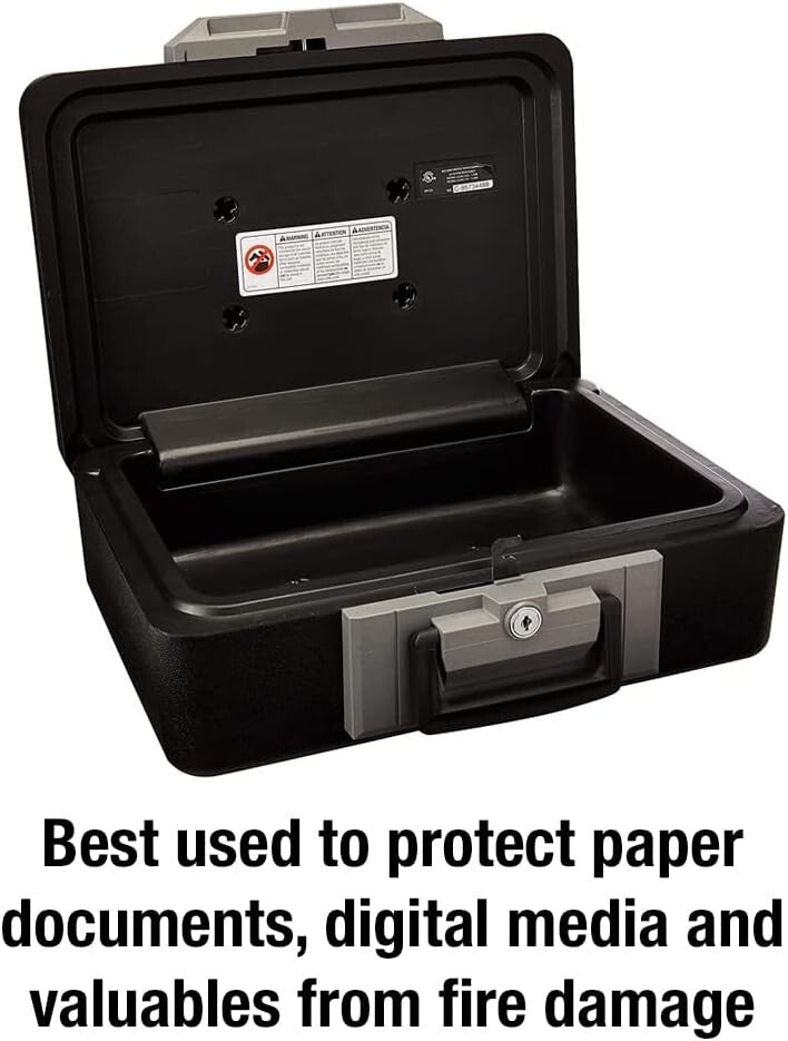 Durable Fire Resistant Safe with Key Lock and Carrying Handle - 6.3" x 15.3"