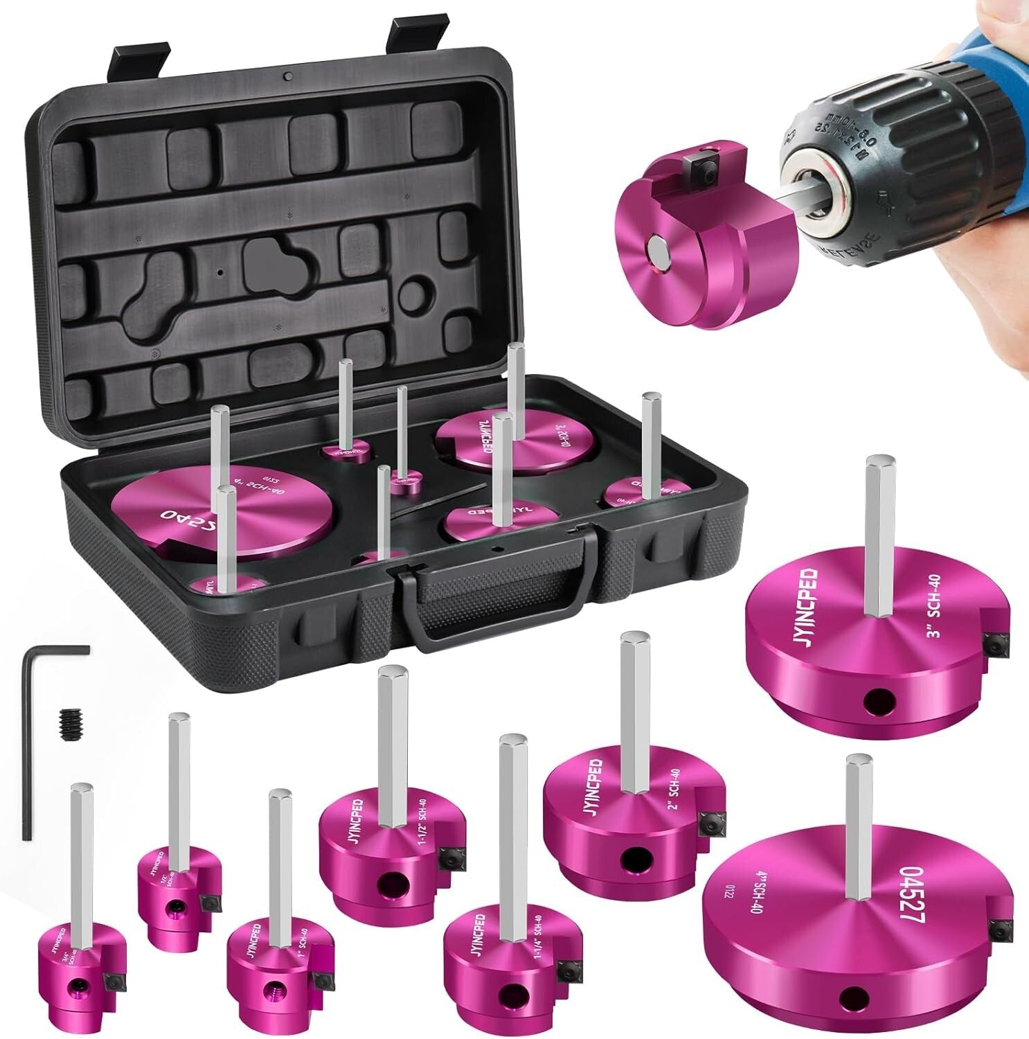 8-Pc PVC Pipe Reamer Kit - Professional Fitting Savers for Seamless Plumbing
