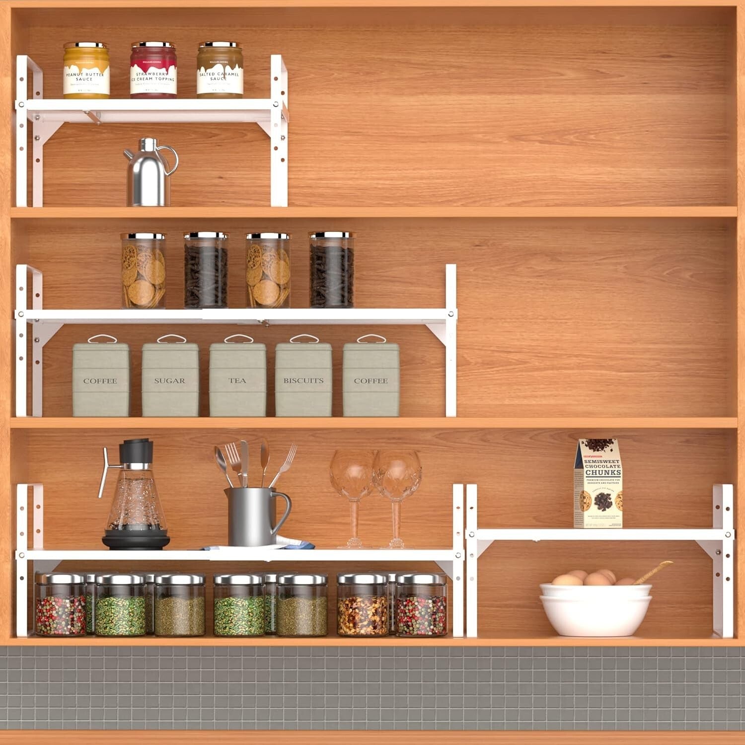 Expandable 2-Pack Heavy-Duty Steel Kitchen Organizer Rack - Adjustable Design