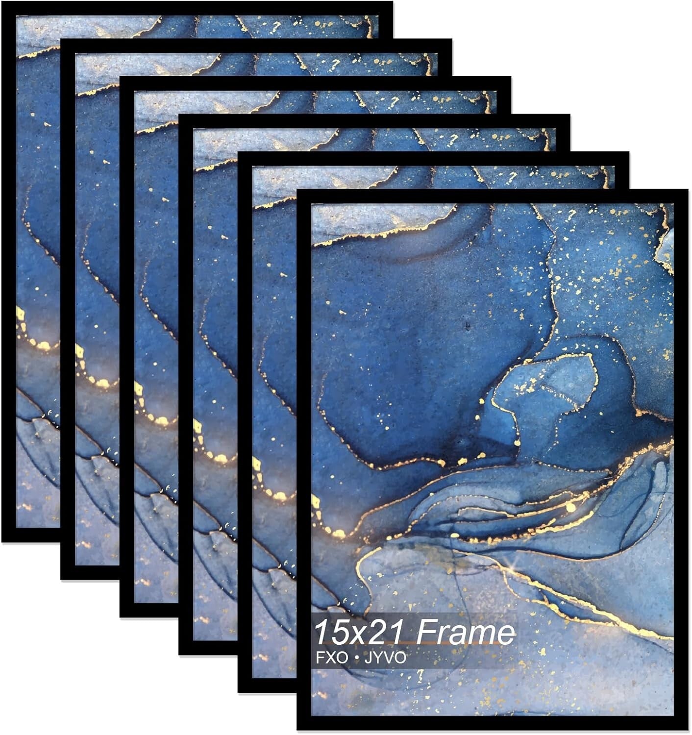 15x21 Rectangular Picture Frame Set of 6 - Modern Black Frames for Any Occasion