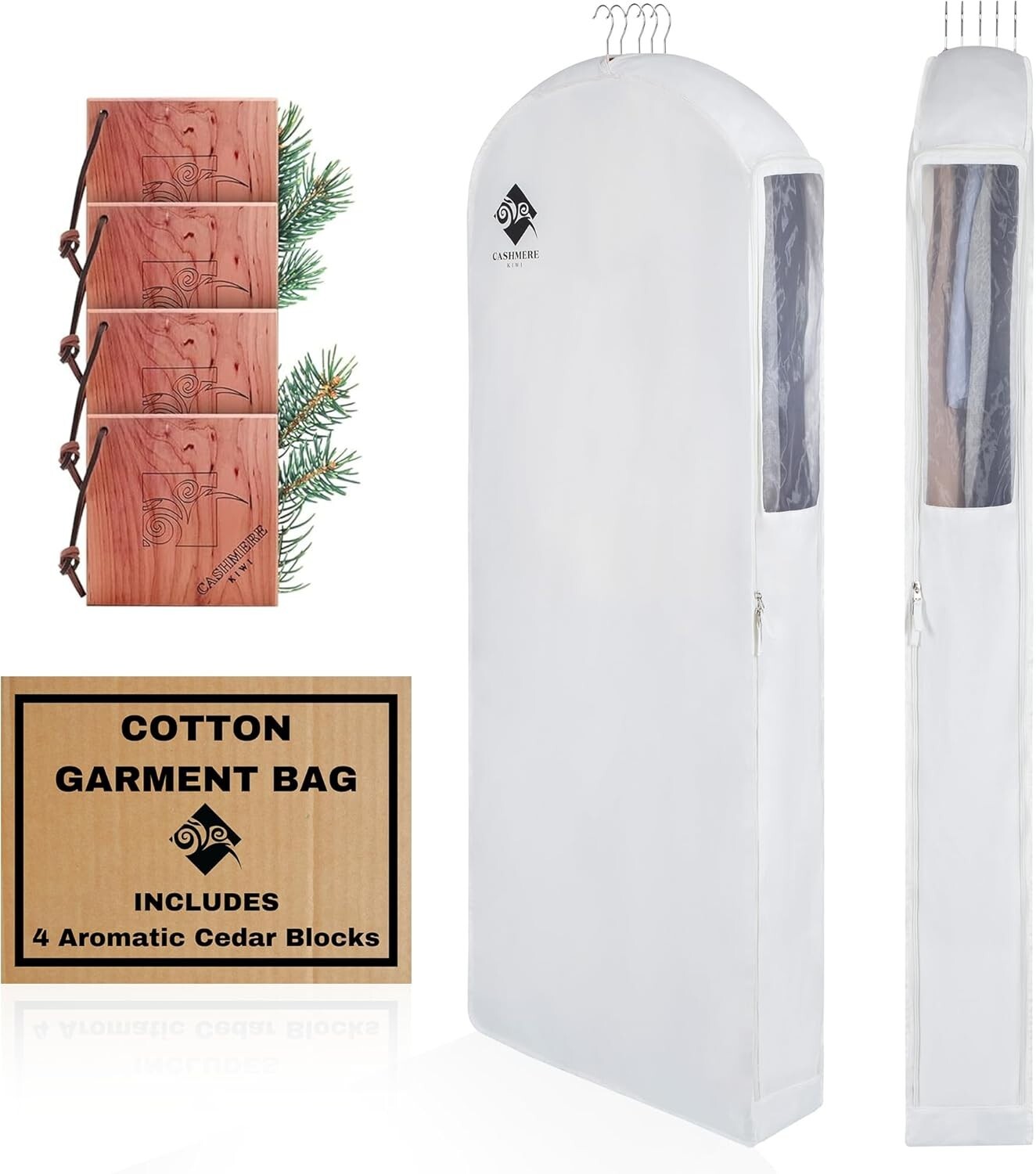 Stylish 60” Garment Bag with Cedar Blocks - Perfect for Formal Dresses and Coats