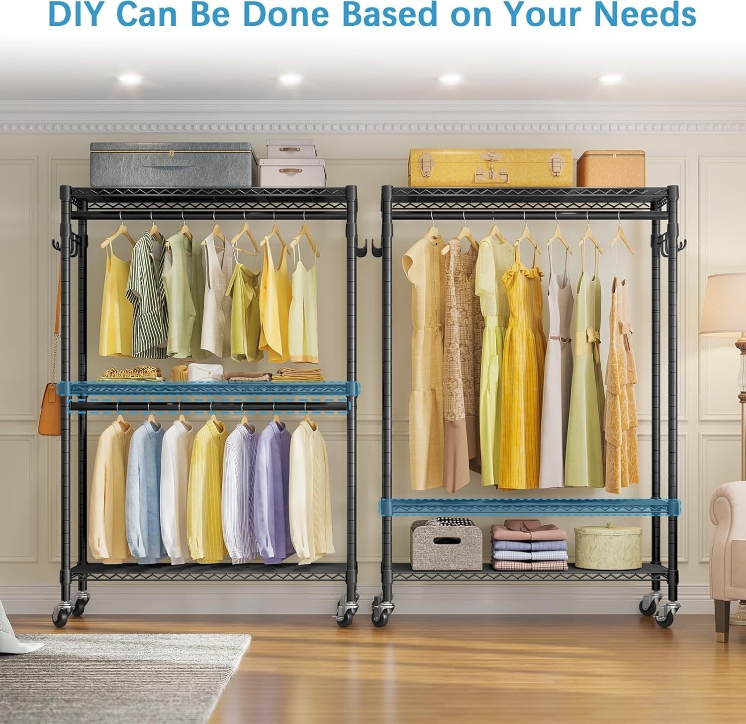 Freestanding Heavy-Duty Wire Shelving Clothes Rack with Load Capacity of 400 lbs