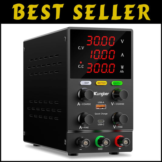 Compact 30V 10A Bench DC Power Supply: Intelligent Charging & Safety Alarms