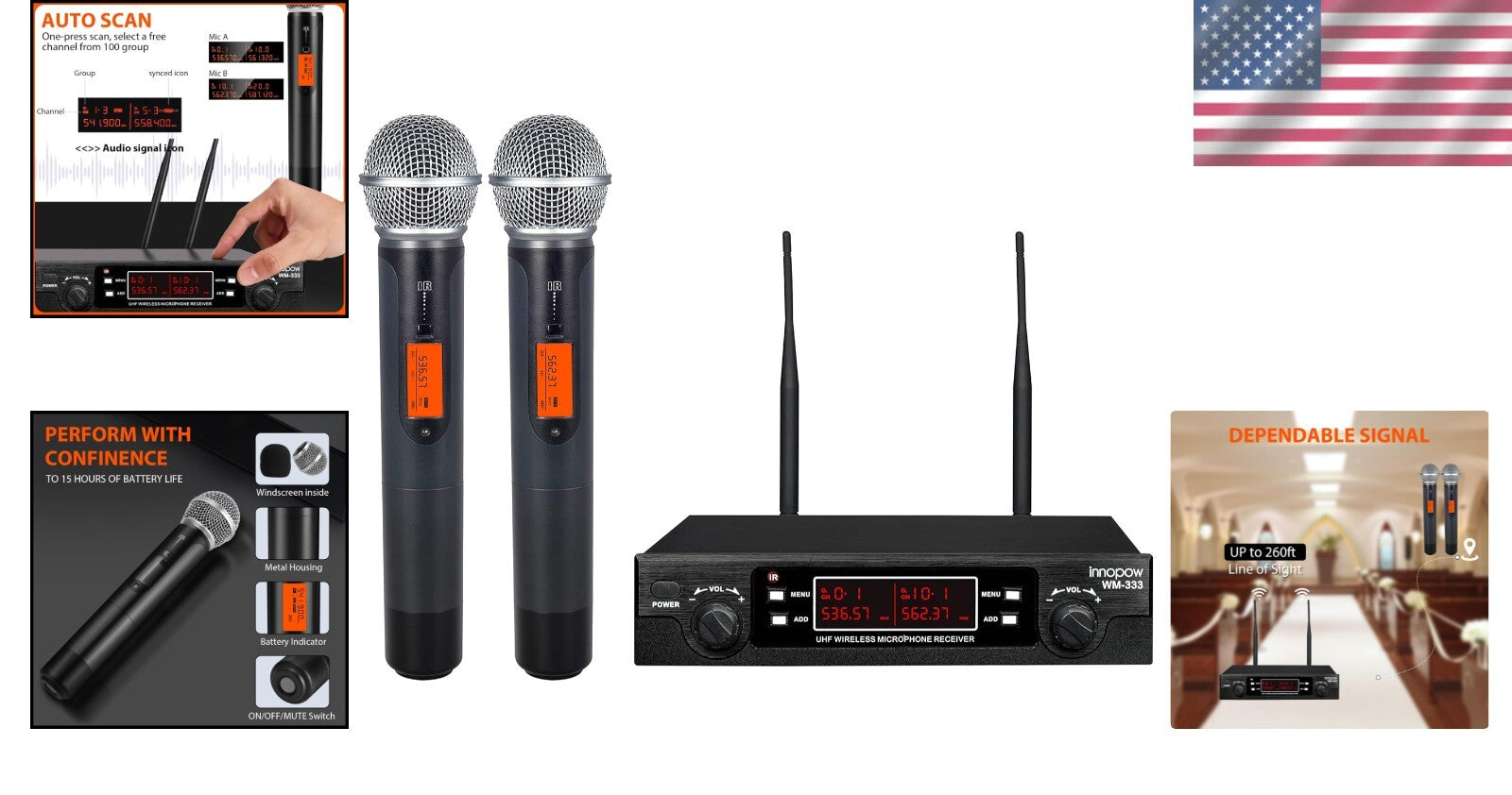 Long-Range 200-240Ft Wireless Mic System - Ideal for Karaoke andChurch Events