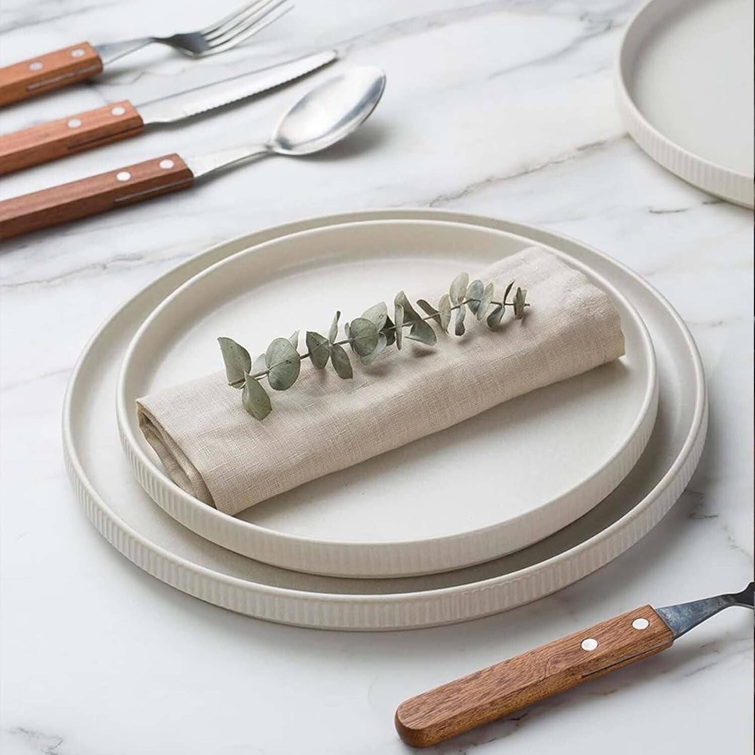 Elegant Stackable Stoneware Dinnerware Set for 4 - Handmade with Unique Glaze