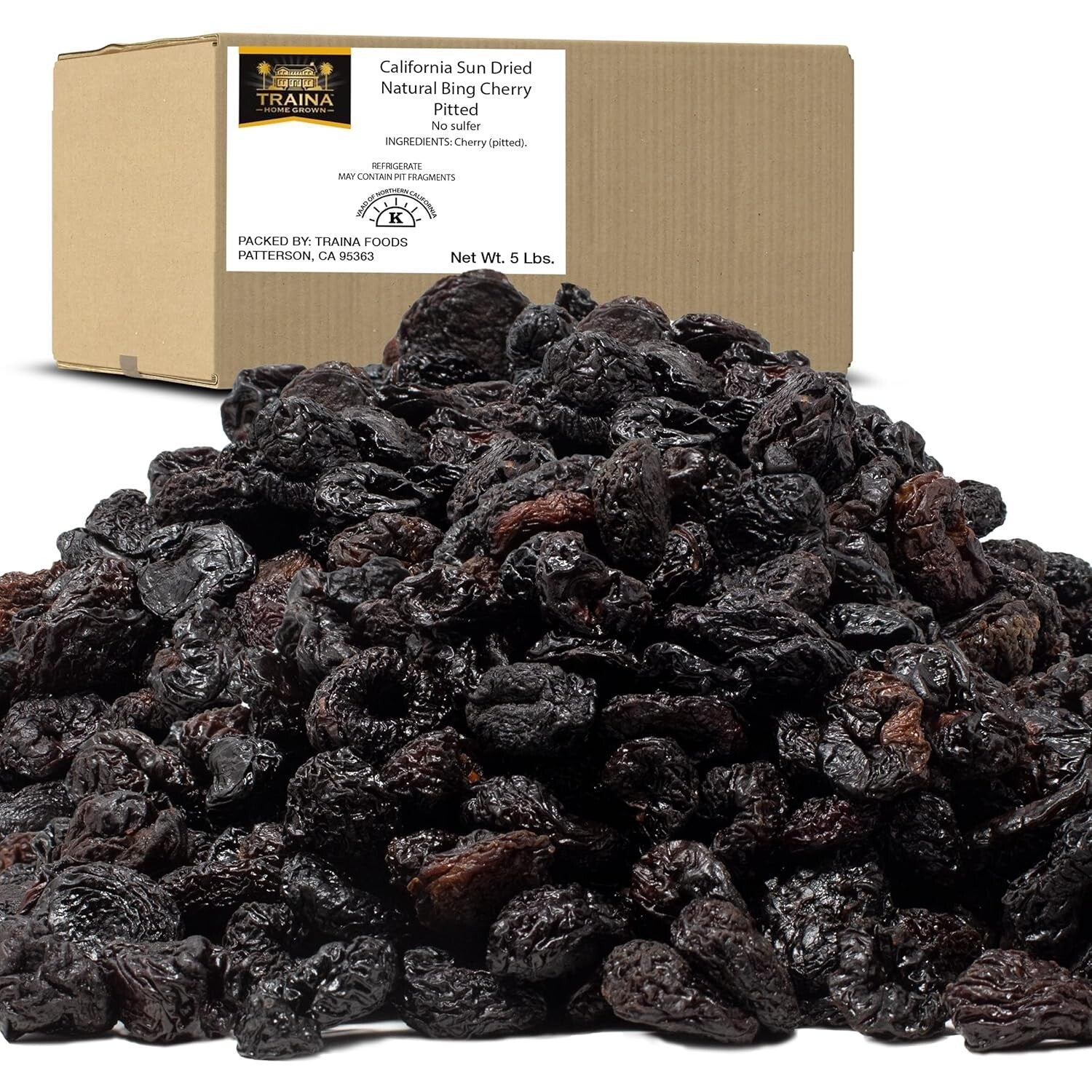 5 lbs Home Grown California Sun Dried Cherries - Intense Flavor & Real Fruit
