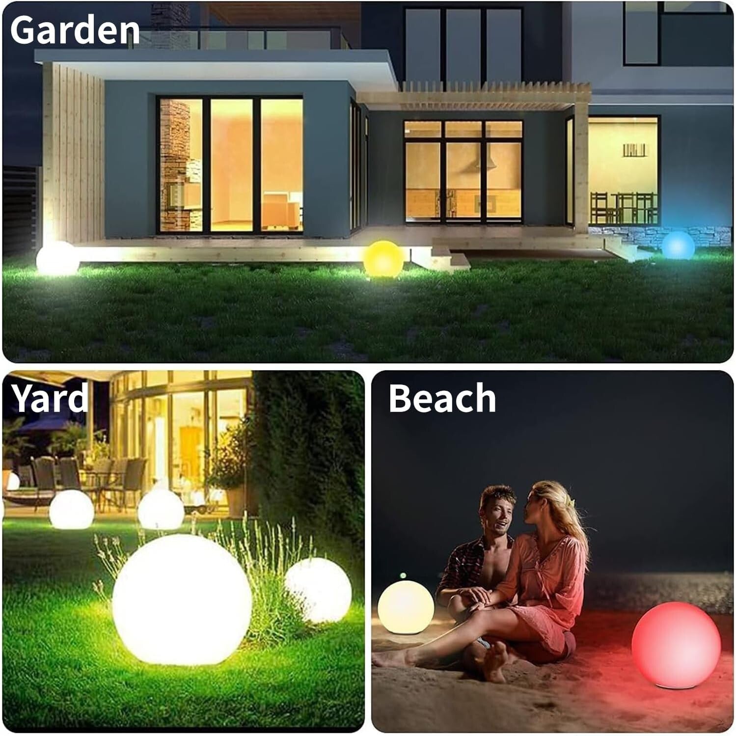 12-Inch RGB Color Changing Solar Globe Light - IP67 Waterproof Outdoor Elegance
