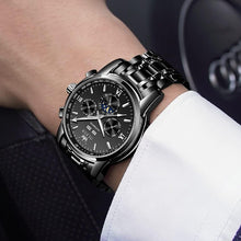 Load image into Gallery viewer, Luxury Automatic Men's Watch with Moon Phase &amp; Water Resistance - Black Dial