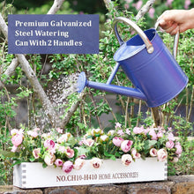 Load image into Gallery viewer, Premium Galvanized Steel Watering Can - 1 Gallon, Ergonomic Handles, Navy Design