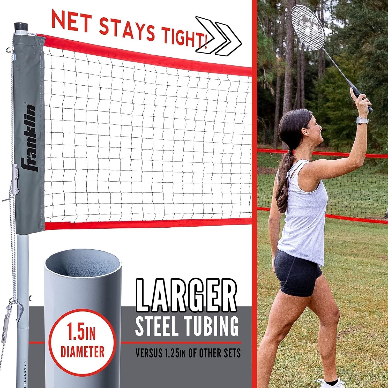 Champion Badminton Net Set - Sturdy Poles, Rackets, and Birdies for Backyard Fun