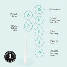 Load image into Gallery viewer, Elegant 60-Pack 10-Inch Long-Lasting Smokeless White Taper Candles - 8 Hour Burn