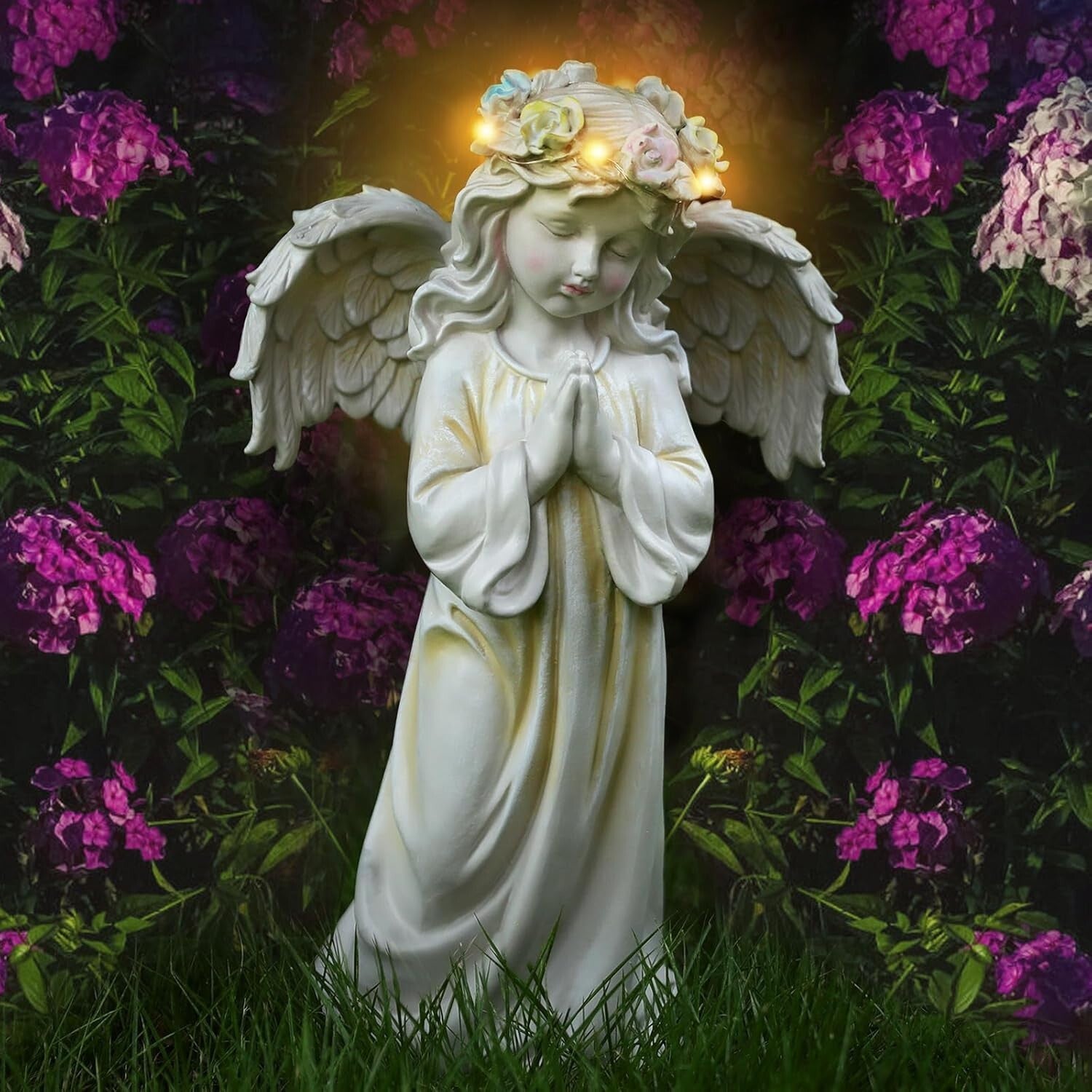 Solar Angel Garden Statue - Waterproof Praying Angel Figurine for Outdoor Decor