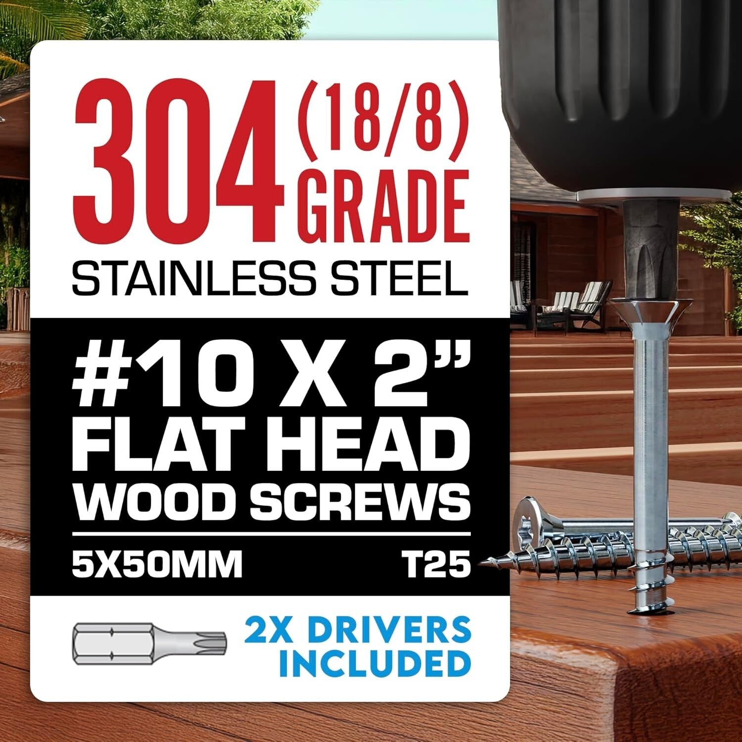 Flat Head 2 Inch Stainless Steel Screws - 1750 Pieces for Durable Woodwork