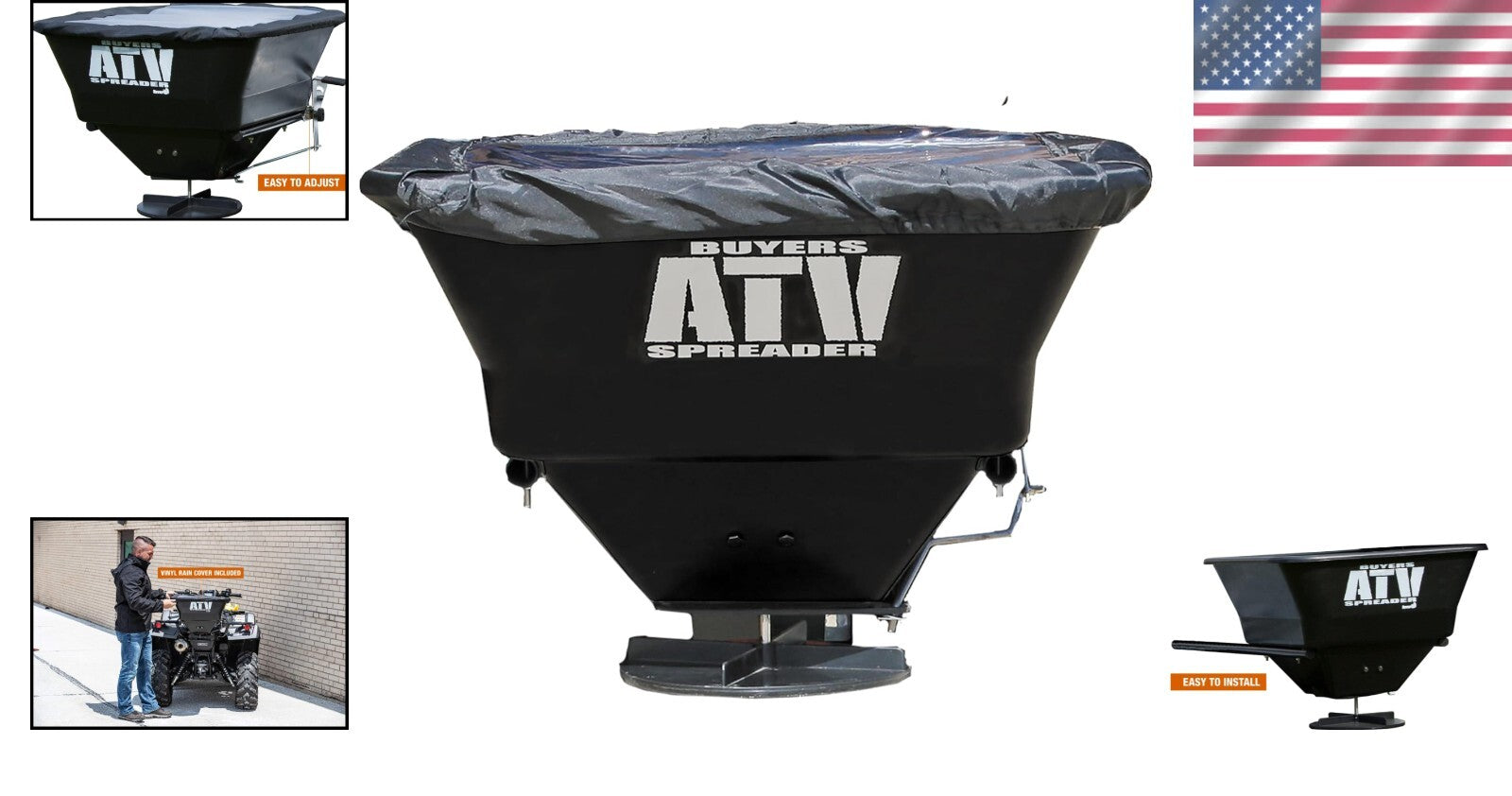 Polyethylene ATV Broadcast Spreader: 100 lbs Capacity with Efficient 12V Motor