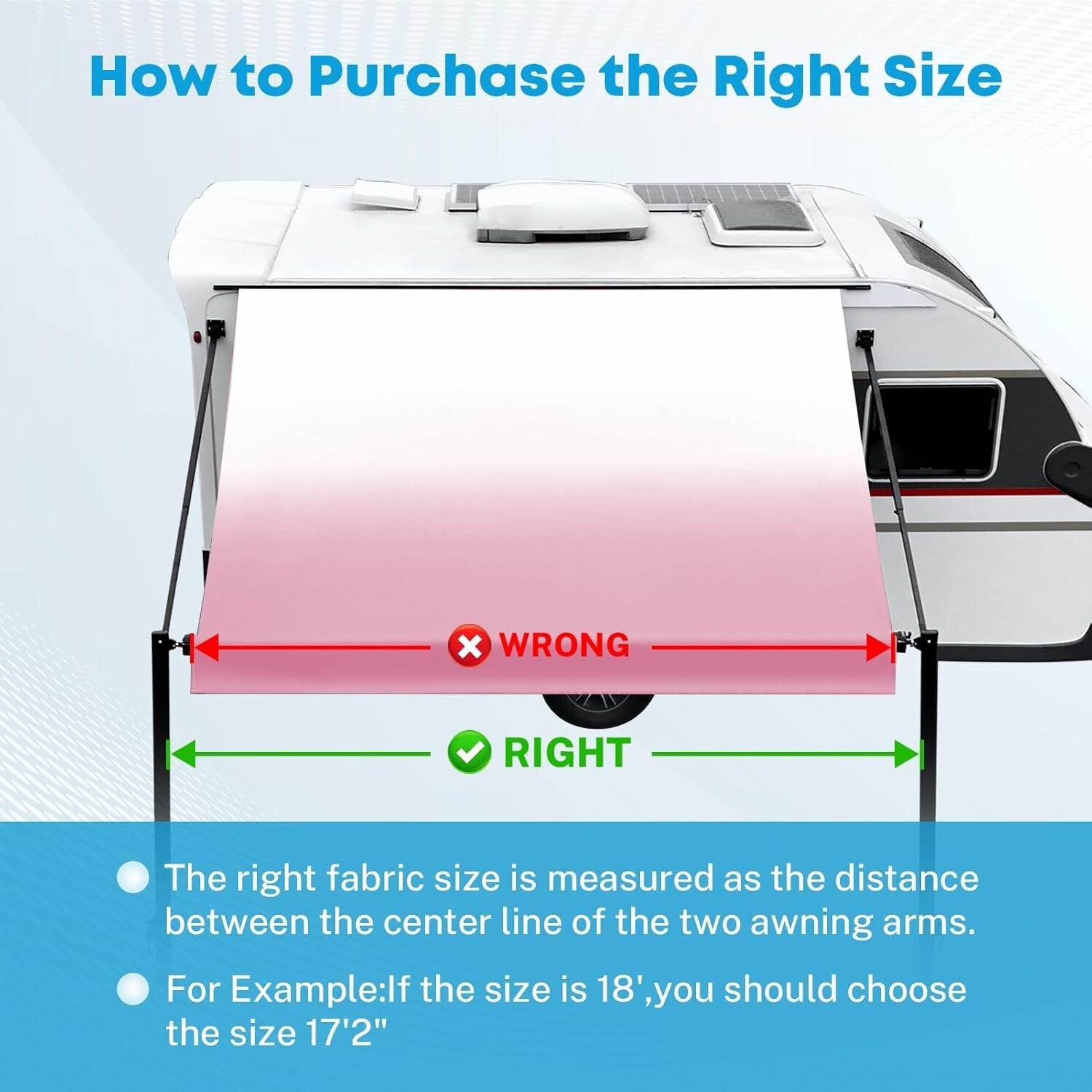 17' Durable Vinyl RV Awning with Easy Install Pull Strap - Pink Fade Design