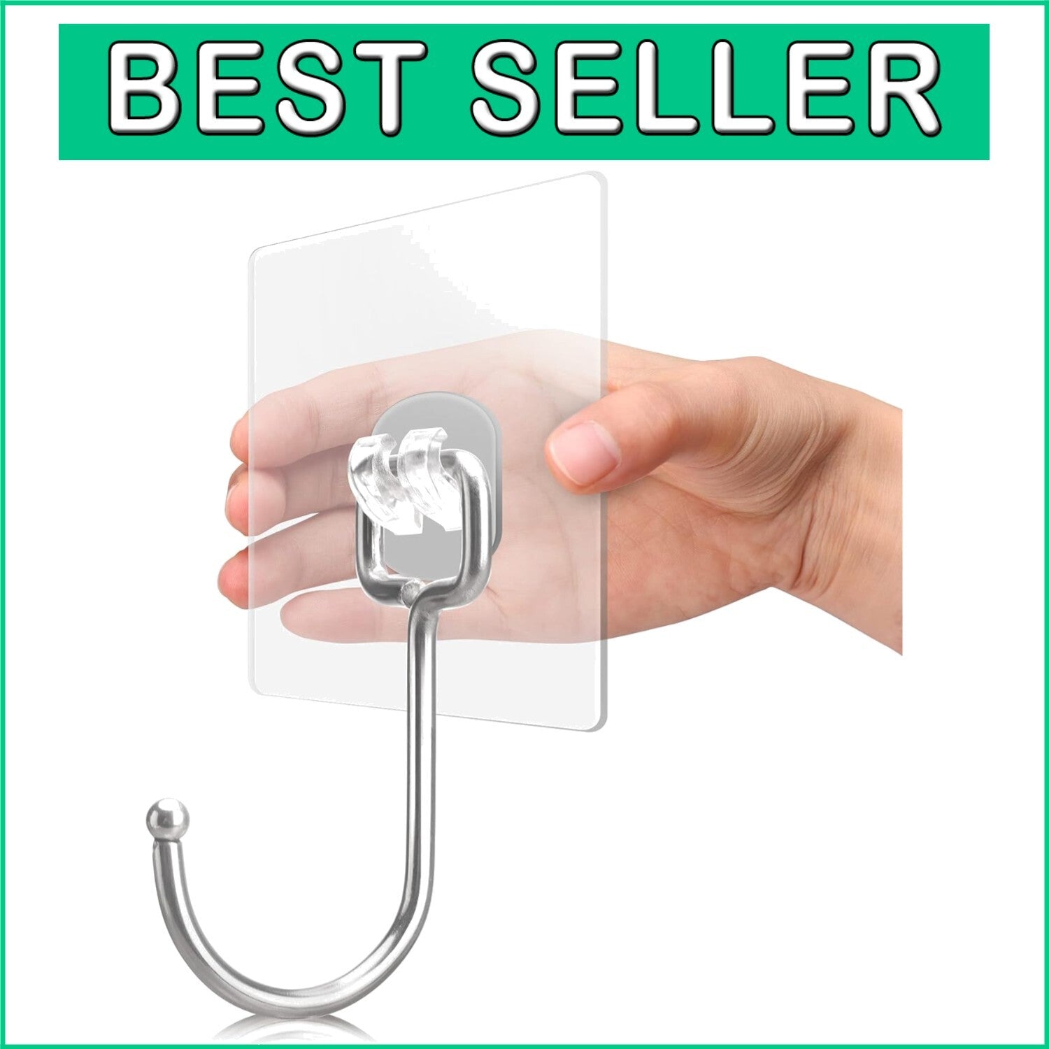 Durable Self-Adhesive Hooks - 100 Pack, 37lb Capacity, Ideal for All Surfaces