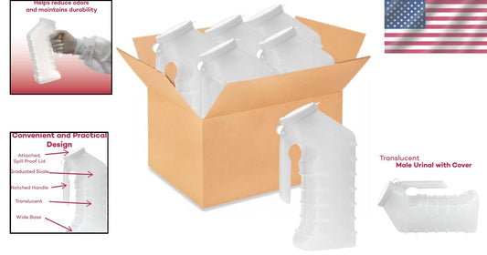 Translucent Portable Male Urinal with Graduated Scale – Easy Handling, 48 Count