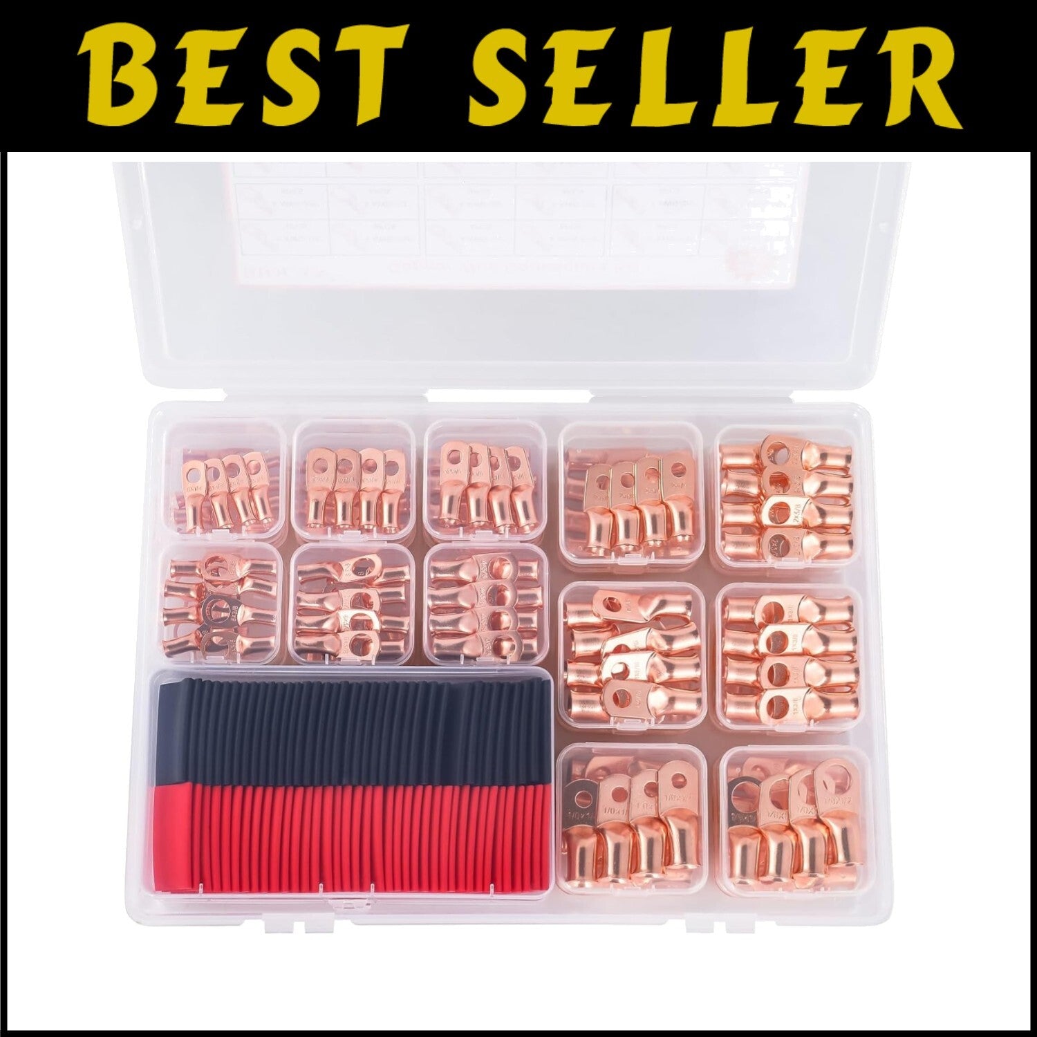 Premium 296PCS Wire Lug Connectors with Heat Shrink Tubing - Heavy Duty Copper