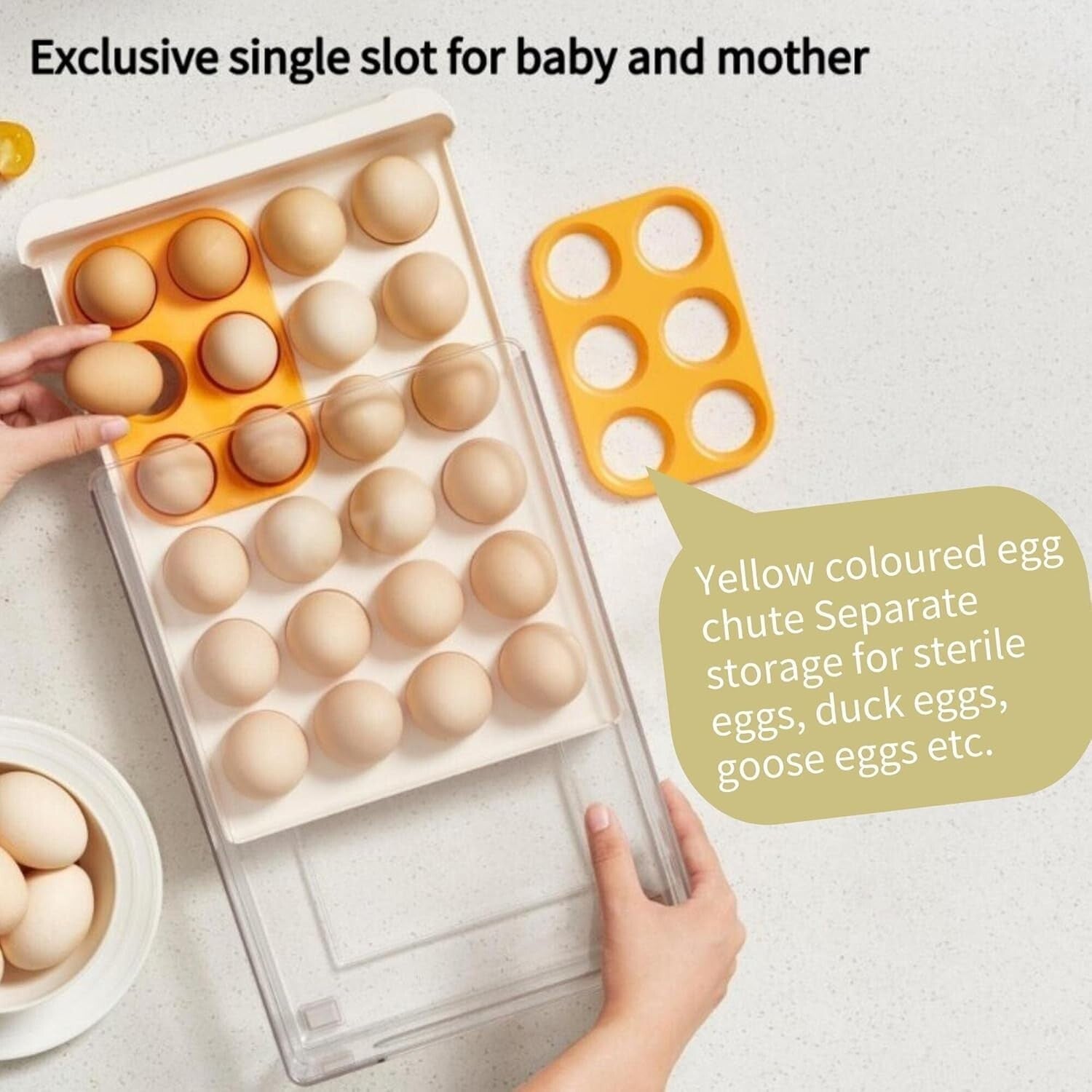 Stackable 2-Pack Clear Egg Holder with Non-Slip Base for Organized Refrigerators