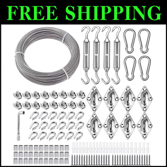 All-in-One Rectangle and Triangle Sun Shade Installation Kit with 5" Turnbuckles