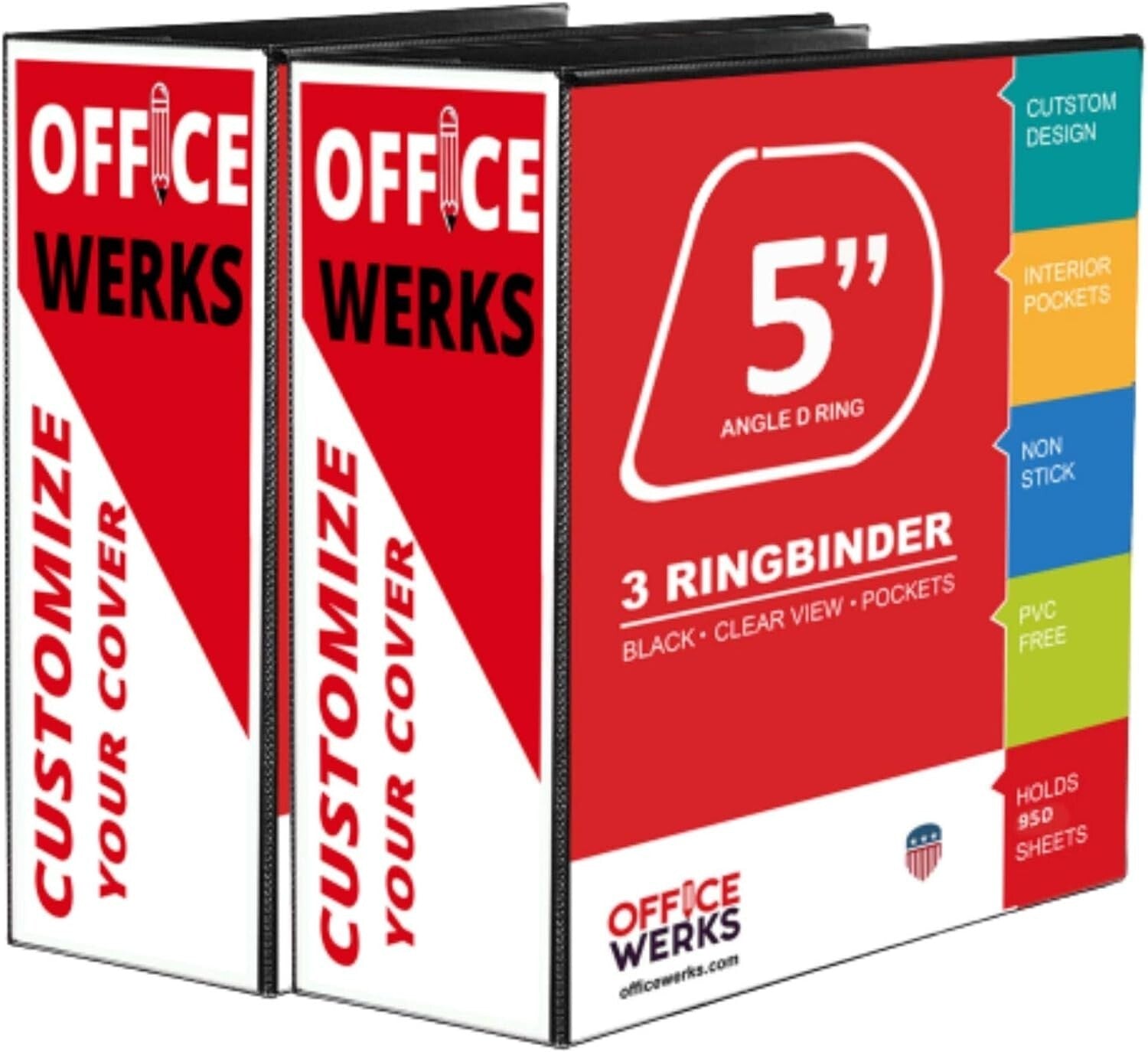 Extra-Large Heavy-Duty 3-Ring Binder with Crystal Clear Overlay - 2 Pack