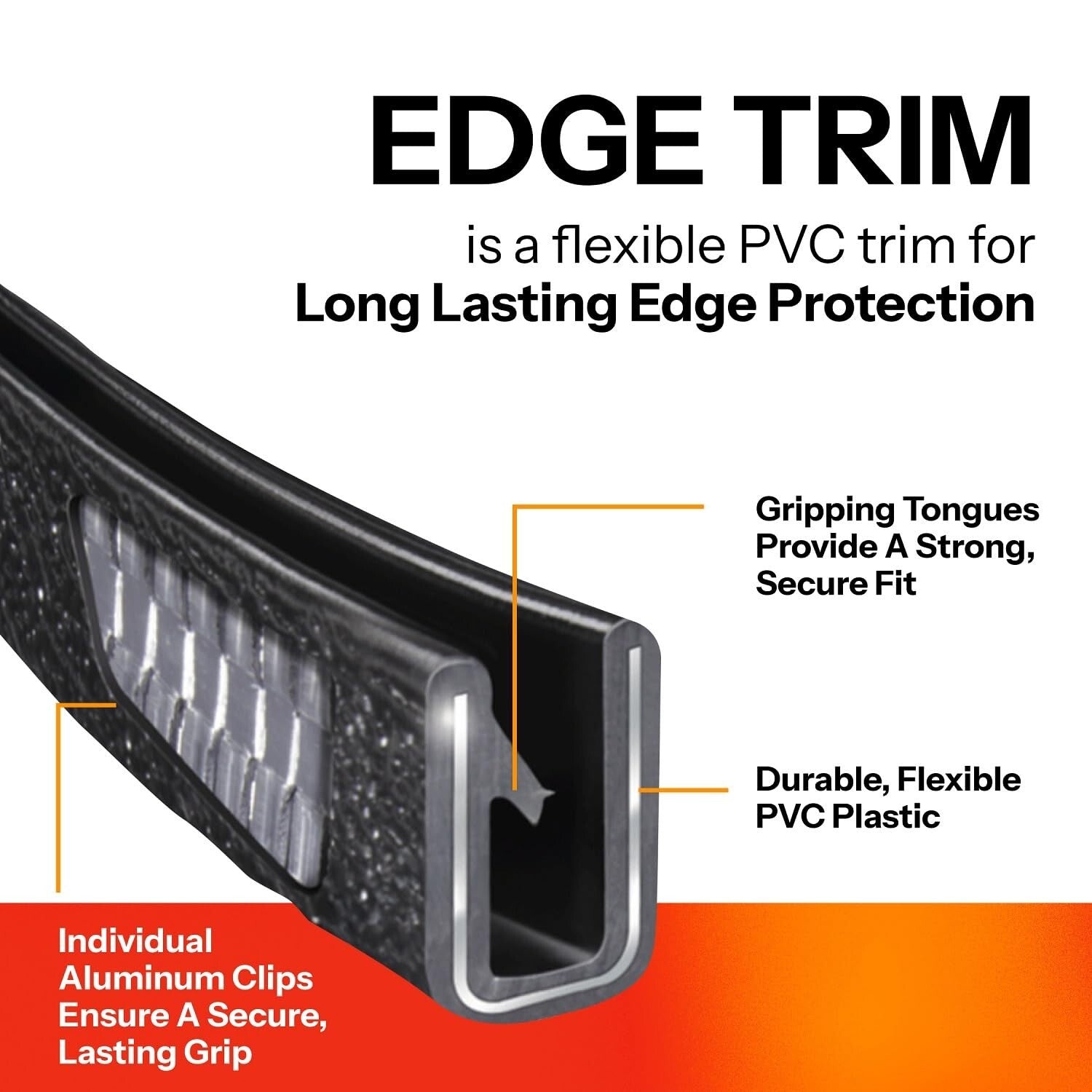 Flexible PVC Edge Trim - 25ft Black Protector for Sharp Edges, Weather-Resistant