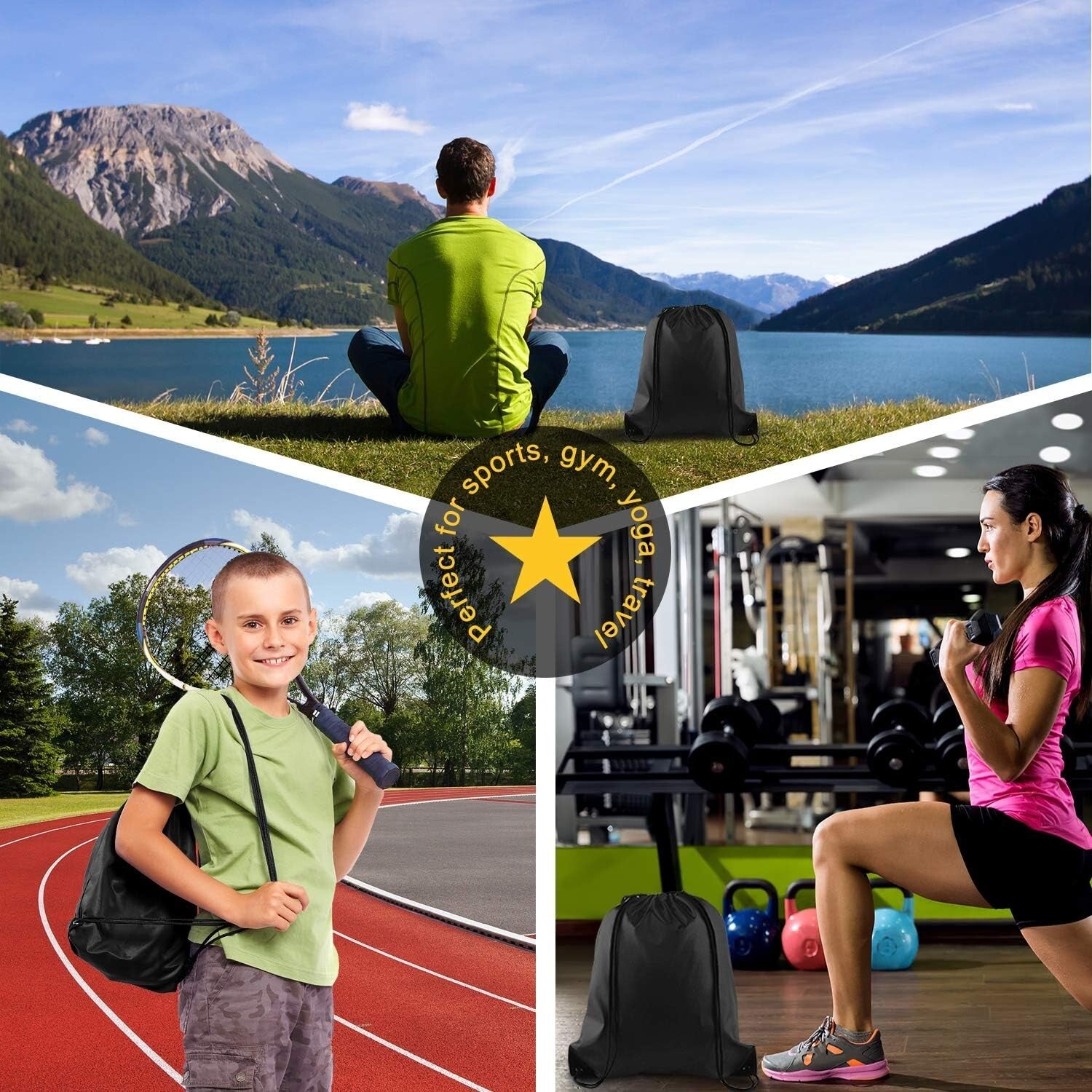 Durable 50 Pcs Black Drawstring Backpack Bulk - Perfect for Gym & Outdoor Fun