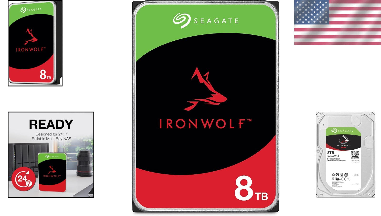 IronWolf 8TB NAS HDD - 3.5'' SATA 7200 RPM with 256MB Cache for High Performance