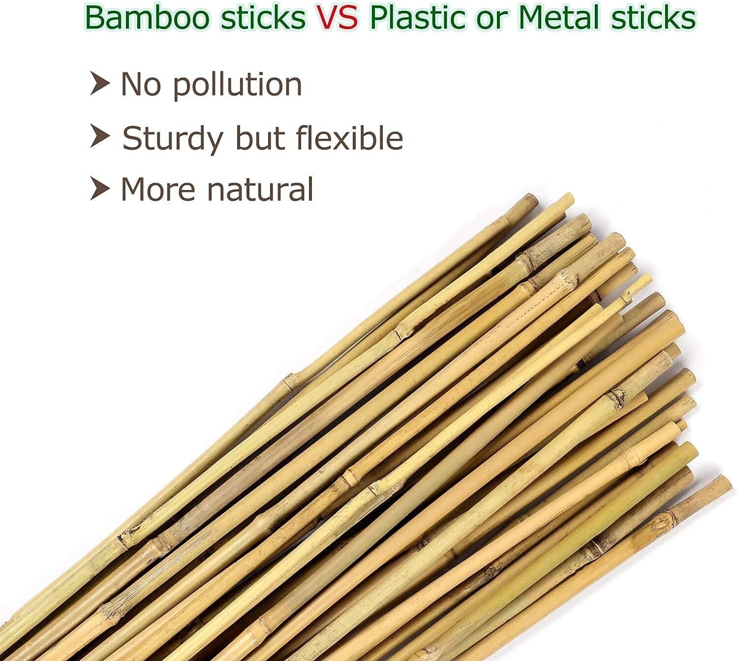 6ft Handmade Bamboo Garden Stakes – Lightweight Natural Support for Vegetables