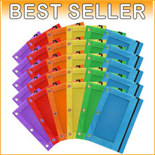 Load image into Gallery viewer, Vibrant 3-Ring Zipper Pencil Pouches - 30 Pack for Versatile Storage Solutions