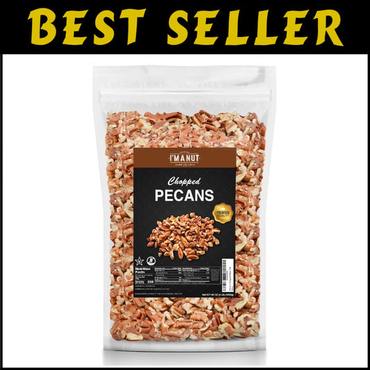 48 oz American-Grown Chopped Pecans - Fresh, Vegan, Resealable for Easy Snacking