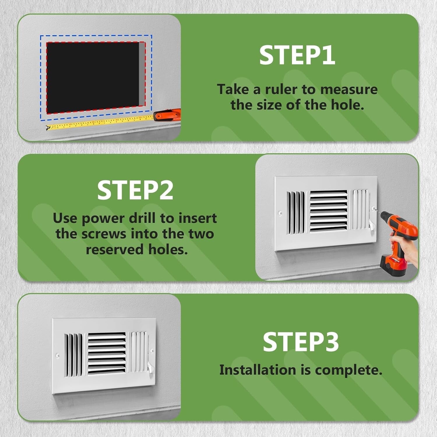 6-Pack 12x6 Inch Adjustable Metal Air Vent Covers for Ceiling & Wall