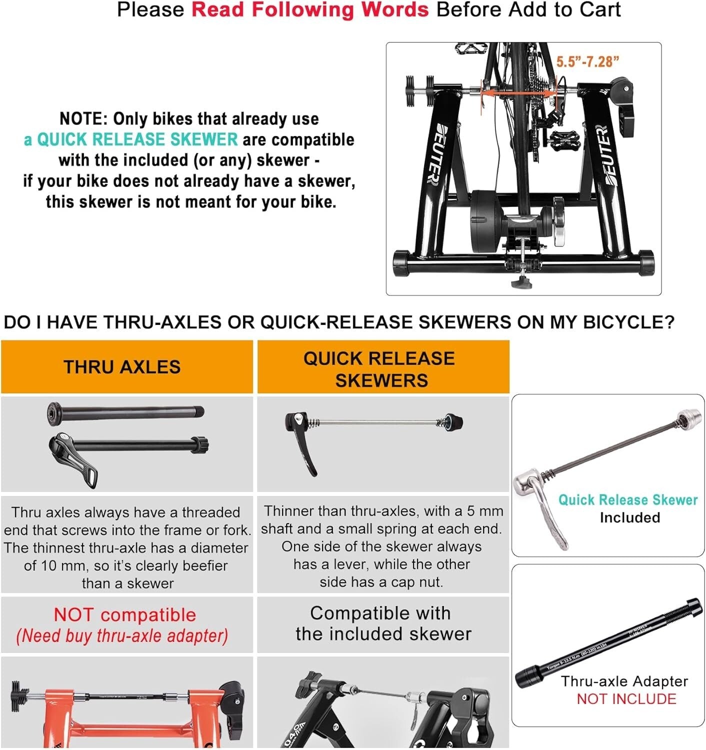Adjustable Magnetic Bicycle Stand with Front Wheel Riser Block - Indoor Fitness