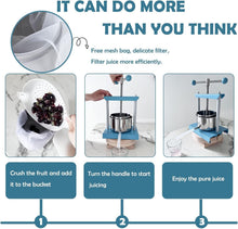 Load image into Gallery viewer, Blue Manual Juice Press, 2L Stainless Steel &amp; Iron - Effortless Fruit Extractor